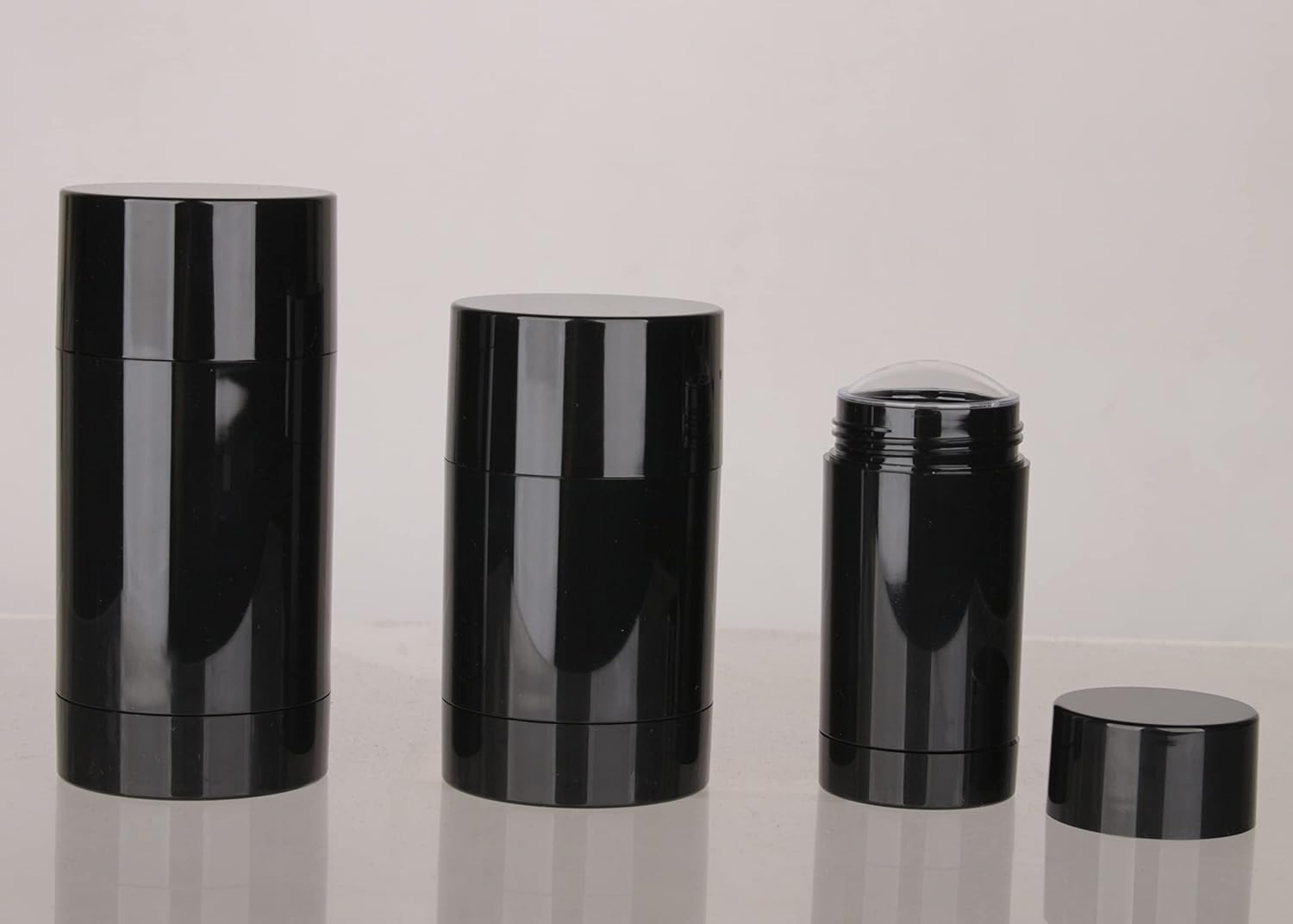 COSIDEA 4Pcs Black round Empty 30G / 1OZ Deodorant Containers Bottom Filling Large Twist up Tubes for Hair Wax Chapstick Tube image number 4