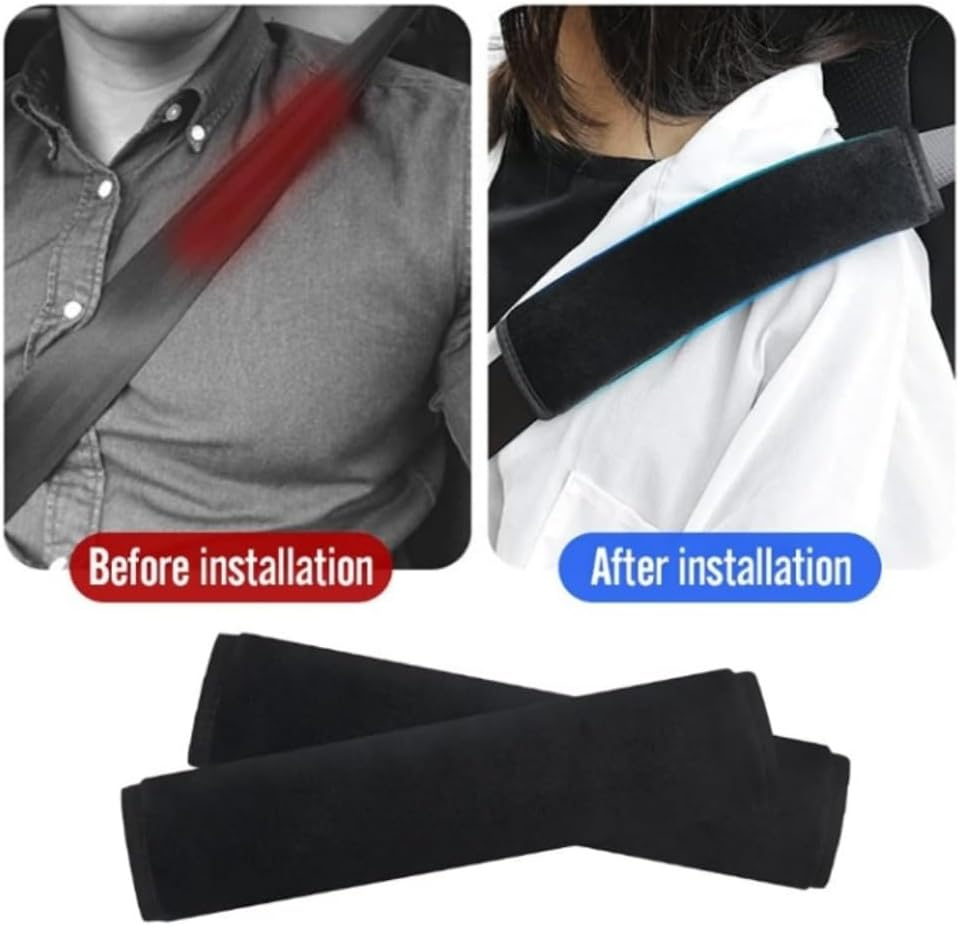 2-Pack Car Seat Belt Pad Cover, Soft Car Safety Seat Belt Strap Shoulder Pad Suitable for Car Seat Belt (Black) image number 2