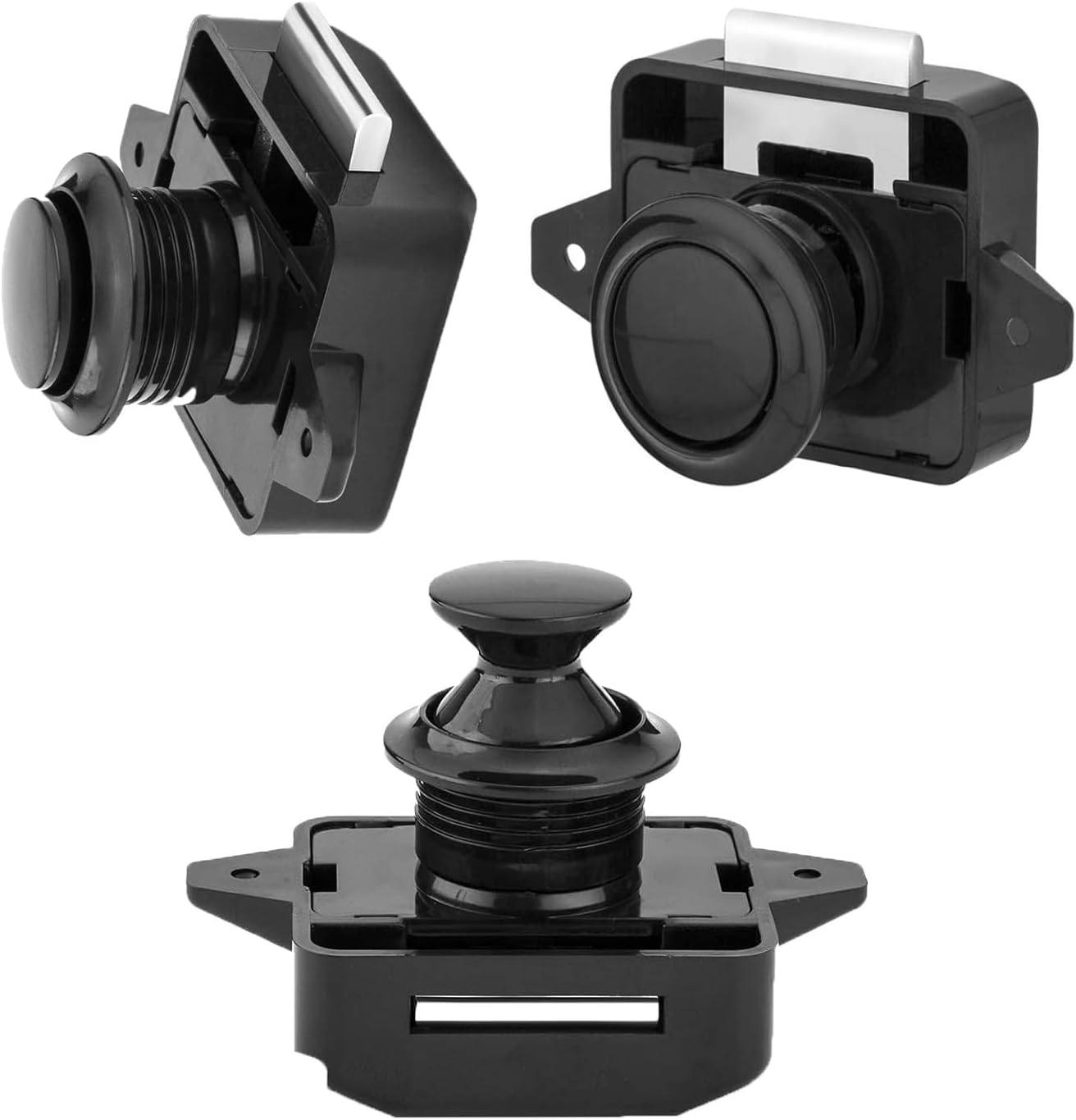 RV Cabinet Locks, ABS Push Button Cabinet Latch for RV Motorhome Camper Truck Caravan Van Yacht Boat Marine, Camper Cupboard Knob RV Cabinet Latches (5PC Black), MST02 image number 5