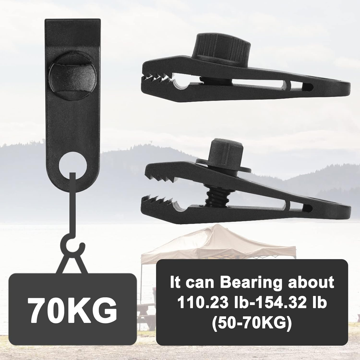 Tarp Clips Heavy Duty Lock Grip, 20 Pack Tarp Clamps with Ball Bungee Cords 6 Inch, Strong Tent Clips for Swimming Pool Cover RV Awnings Outdoor Camping Caravan Canopies Car Covers,Swimming Pool Cover image number 4