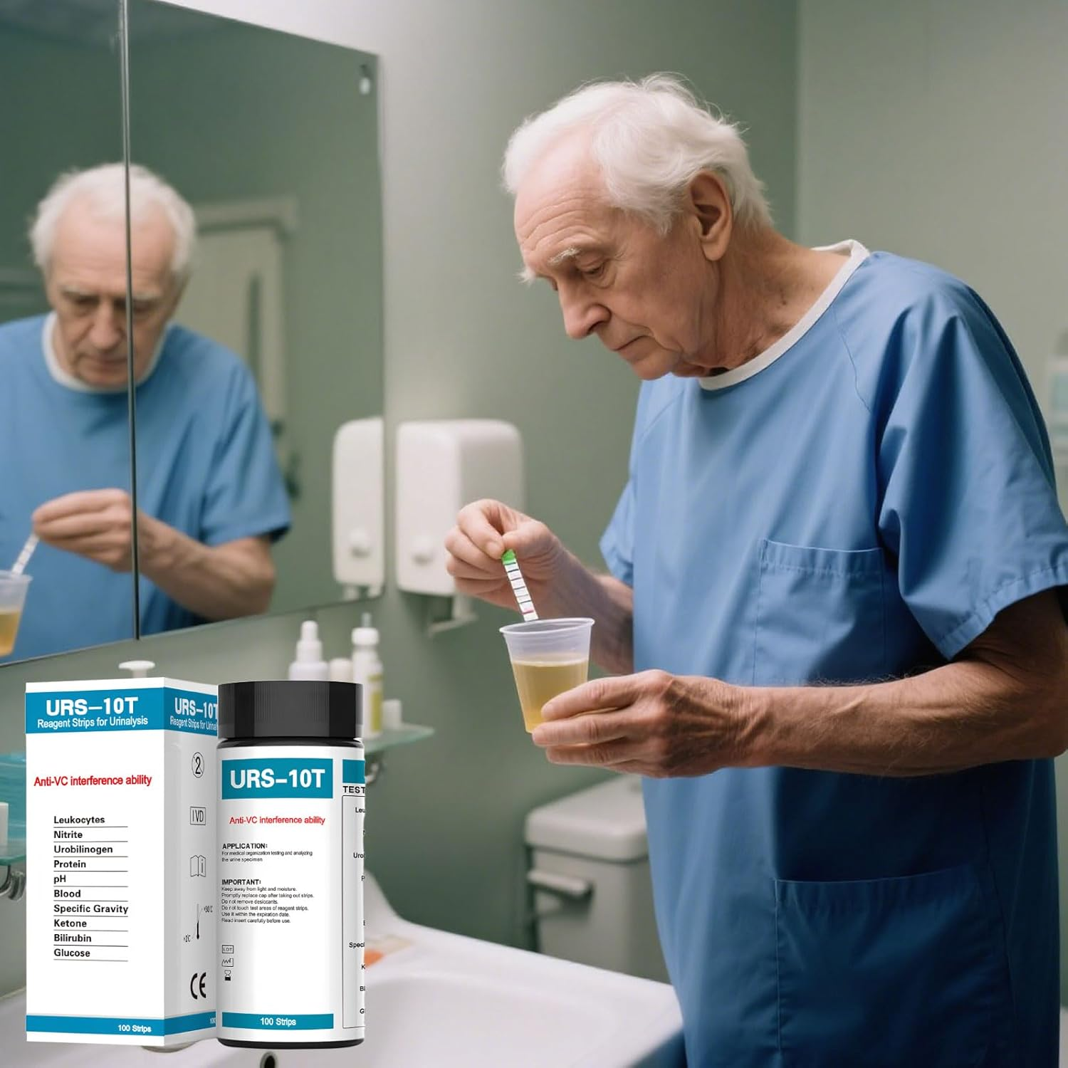 100Pcs Ketone Test Strips, URS-10T Urine Analysis Uti Test, Urine Test Strips, Home Test Stick Kit, for the Analysis of Nitrite and Ph in White Blood Cells, Monitoring Health Status image number 4