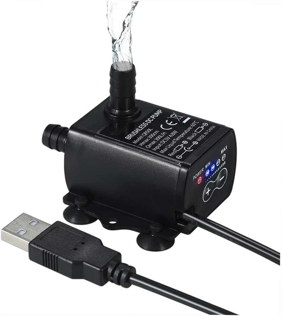 Eacam Ultra-Quiet Mini USB DC5V 4.8W 300L/H Lift 300Cm Brushless Water Pump Waterproof Submersible Fountain with Flow Adjustment Function image number 2