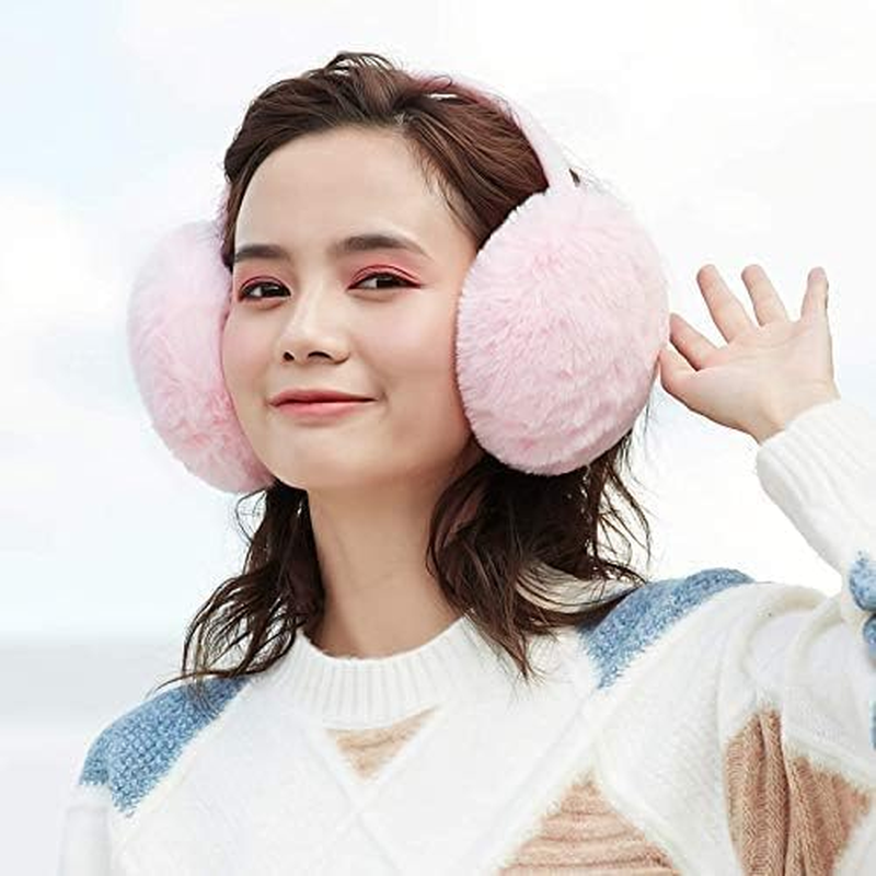 Wabmipe Winter Earmuffs Made of Artificial Fur, Warm and Cute. Fluffy and Foldable. Outdoor Skiing. Ear Warmers for Women and Girls - Black image number 5