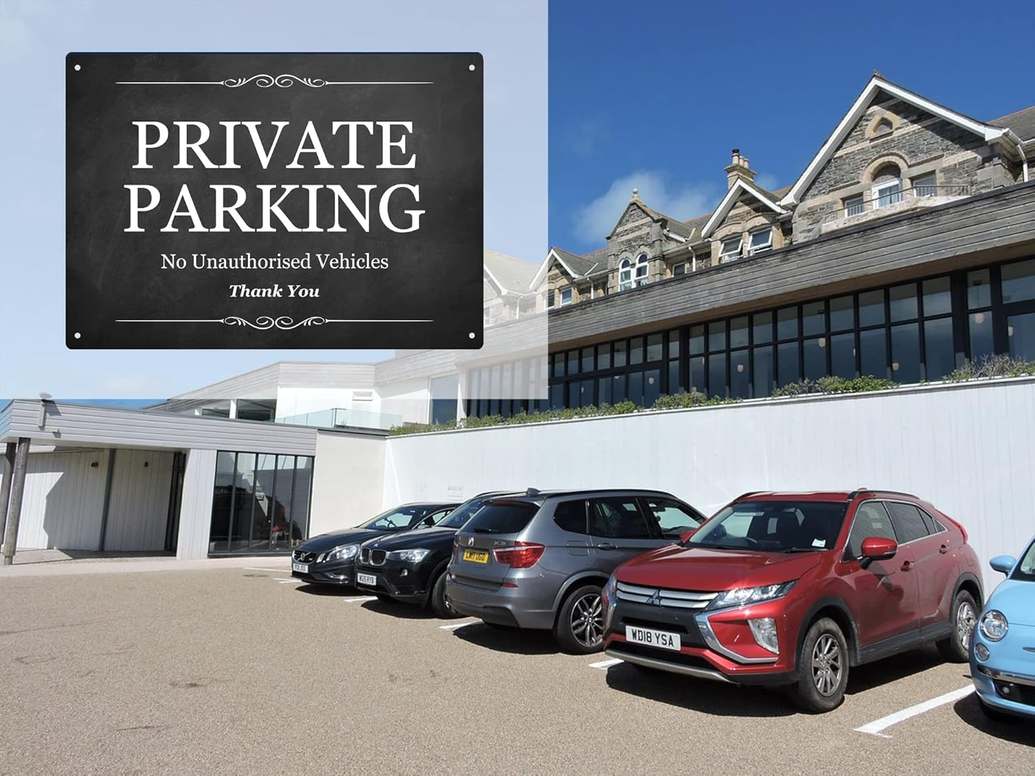 Private Parking - No Unauthorised Vehicles, Residential Car Park / Staff Car Parking Bays, Sign / Notice, A4 Size, Exterior Use Sign (Black) image number 2