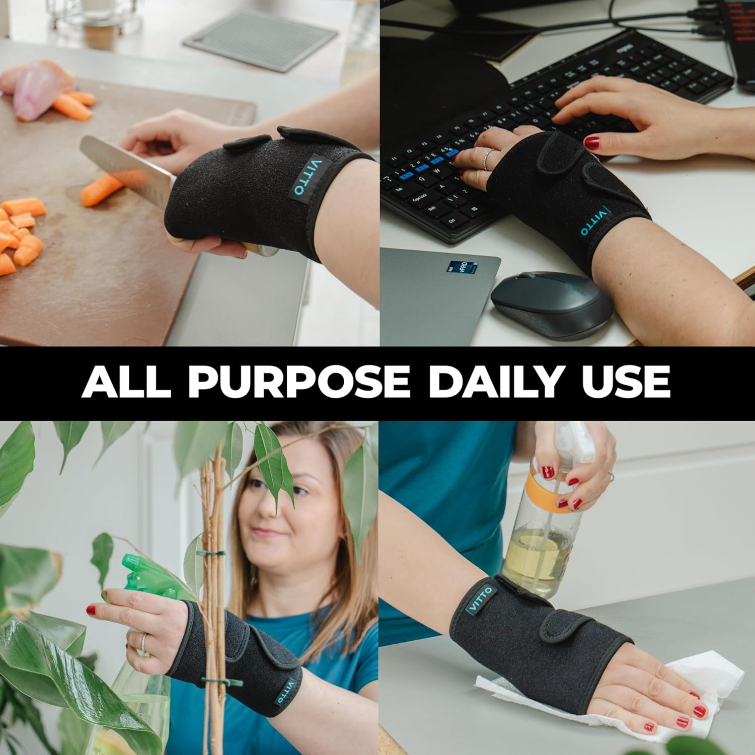 VITTO Wrist Brace - Wrist Support for Arthritis, Carpal Tunnel, Sprain, Fracture - with Removable Metal Plate - Unisex Wrist Splint for Day or Night Use (Right Hand, S/M)