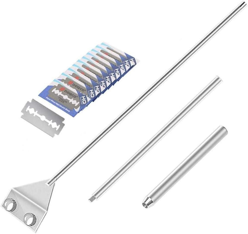 Poemtian Stainless Steel Algae Scraper Blade Fish Tank Glass Cleaner, Extendable Handle, with 10 Blades for Glass Aquarium Fish Tank image number 1