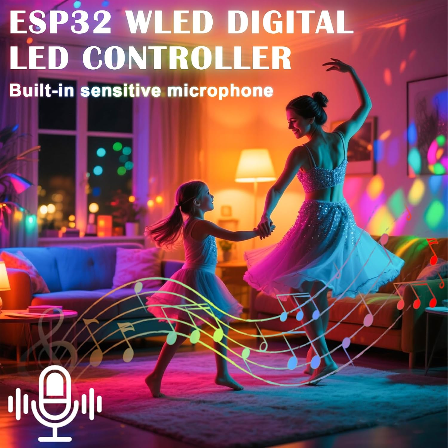 WLED Controller with Microphone, ESP32 DC 5V-24V Digital LED Strip Controller for Addressable LED Strips Digital RGB IC WS2811 WS2812B SK6812 WS2815 RGBW Addressable FCOB LED Strip image number 3
