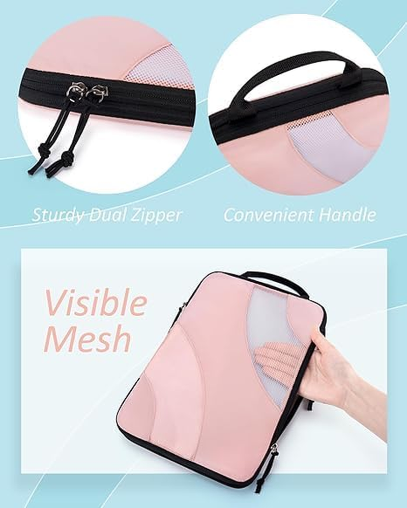 Telfun Compression Packing Cubes, 6 Set Travel Packing Cubes for Carry on Suitcases, Compression Suitcase Organizers Bag Set & Travel Cubes for Luggage, Lightweight Packing Organizers (Pink) image number 4