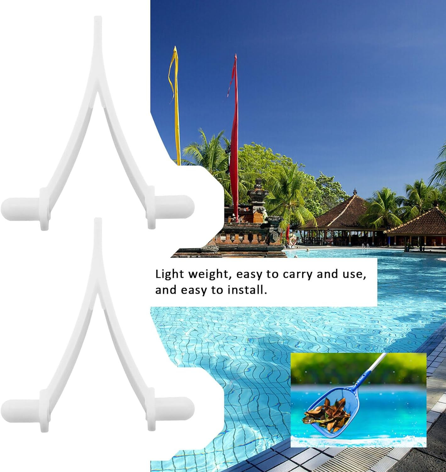 12Pcs Pool Butterfly Clip V Clip Pool Attachment Clip for Skimmer Net Leaf Rake Brush Pool Supply Vacuum Head White Resin 5.3X4Cm image number 6