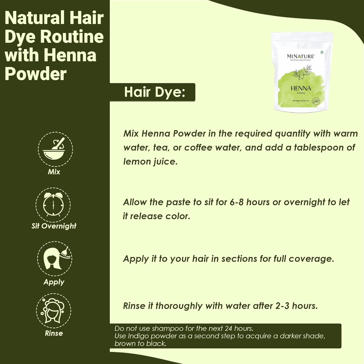 Mi Nature Pure Henna Mehndi Powder 1Kg (16Oz) |Naturally Plant Based Sourced Henna for Hair Coloring & Care |Herbal Hair Care | No Added Preservative image number 2