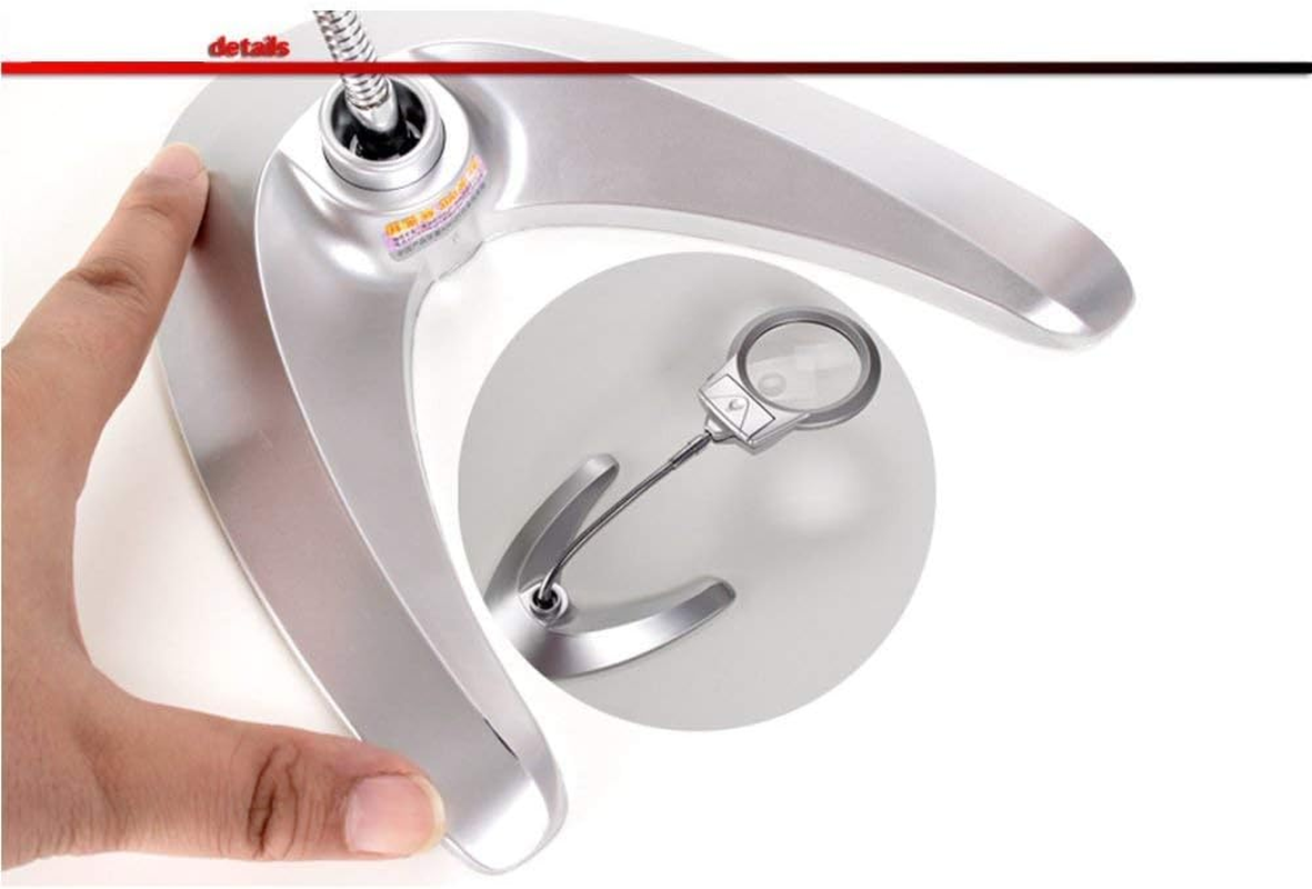 130Mm 2 LED Lamp Desktop Magnifying Glass Metal Hose Can Be Bent 360 Degree Adjustment Desktop Reading Maintenance Magnifier