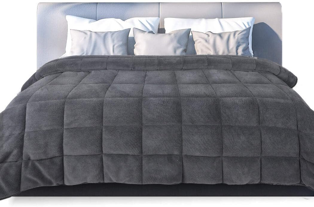 Dreamz Quilt Doona Comforter Mink Blanket Velvet Winter Bedspread Super Warm Soft Cover Heat Fluffy Bedding, Machine Washable, Breathable 500GSM, Super King Size, Grey image number 5