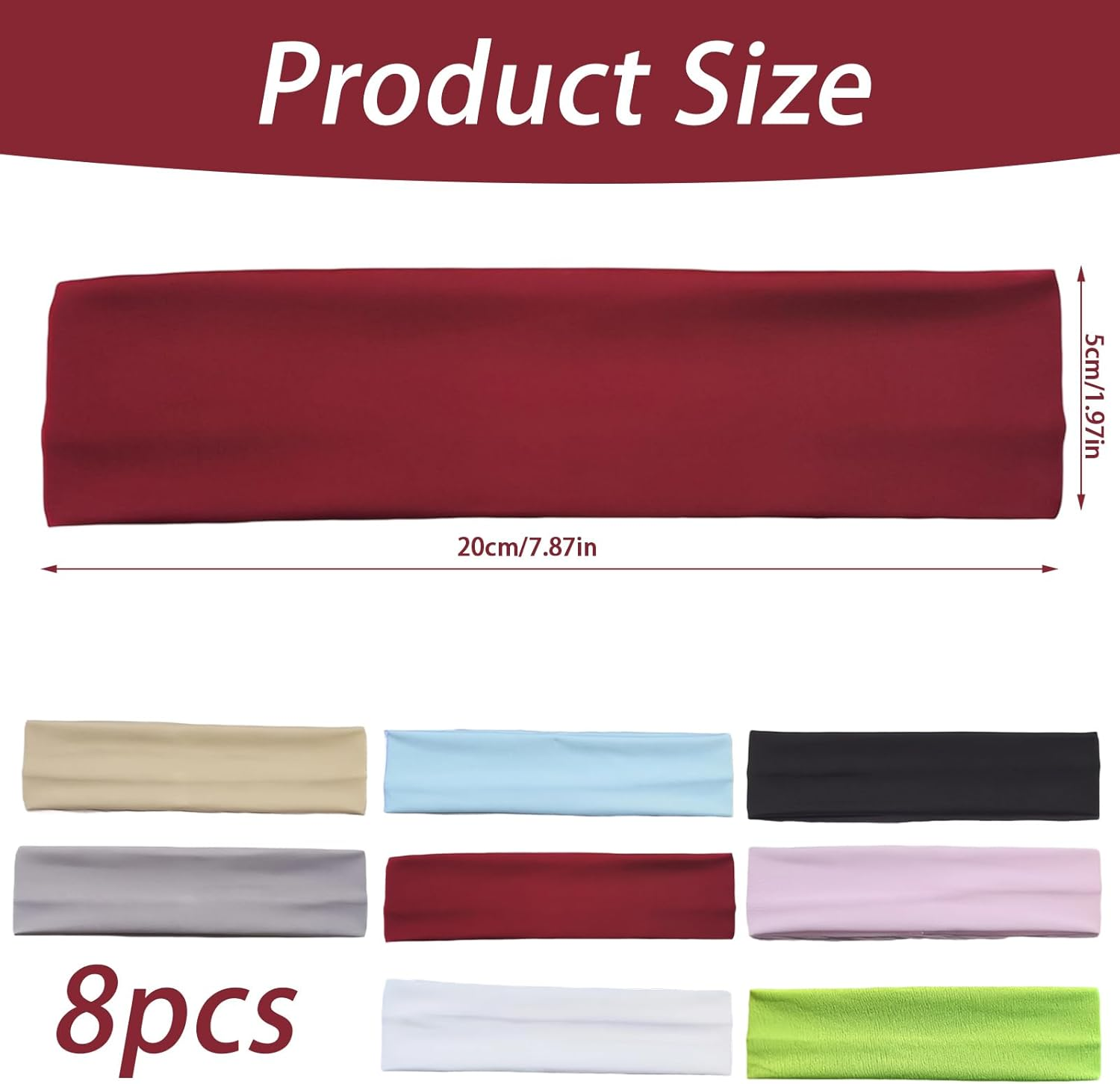 HSUYUN Pack of 8 Women'S Sports Headbands, Breathable Sweat-Wicking Hair Band, Soft Headband, Women'S Summer, Elastic Hair Bands, Outdoor Sports, Yoga, Dance image number 2