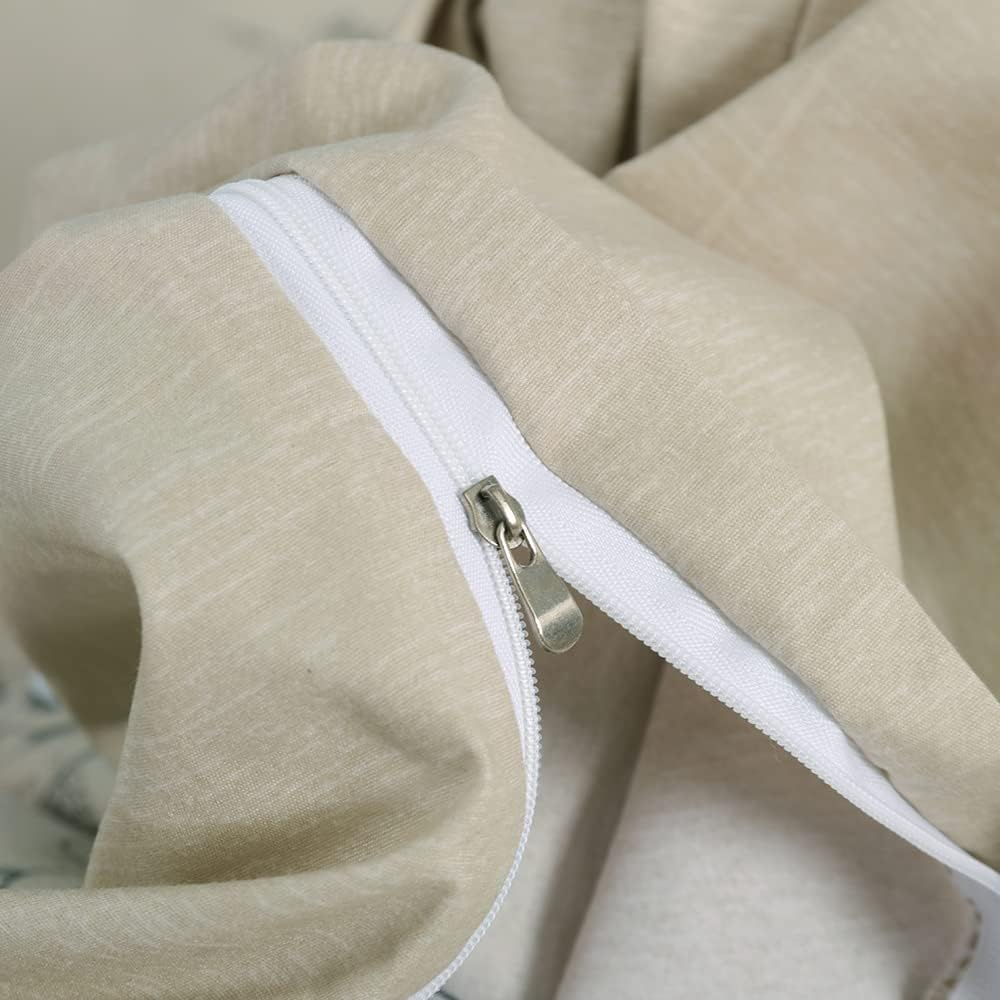 YEPINS Soft Brushed Microfiber Duvet Cover Set with Zipper Closure and Corner Ties, Blossom/Branch Floral Printed Pattern, Camel Color-King Size(104X90 Inches) image number 2