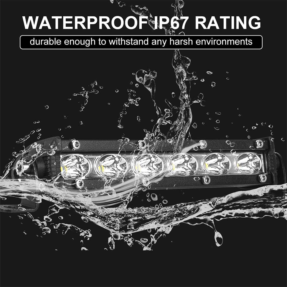 7 Inch Single Row Led Light Bar Pods - Ultra-Slim 60W 10000 Lumens Waterproof Driving Fog Light Combo Flood Spot Lights for Trucks off Road ATV UTV SUV Boat 2-Pack image number 4