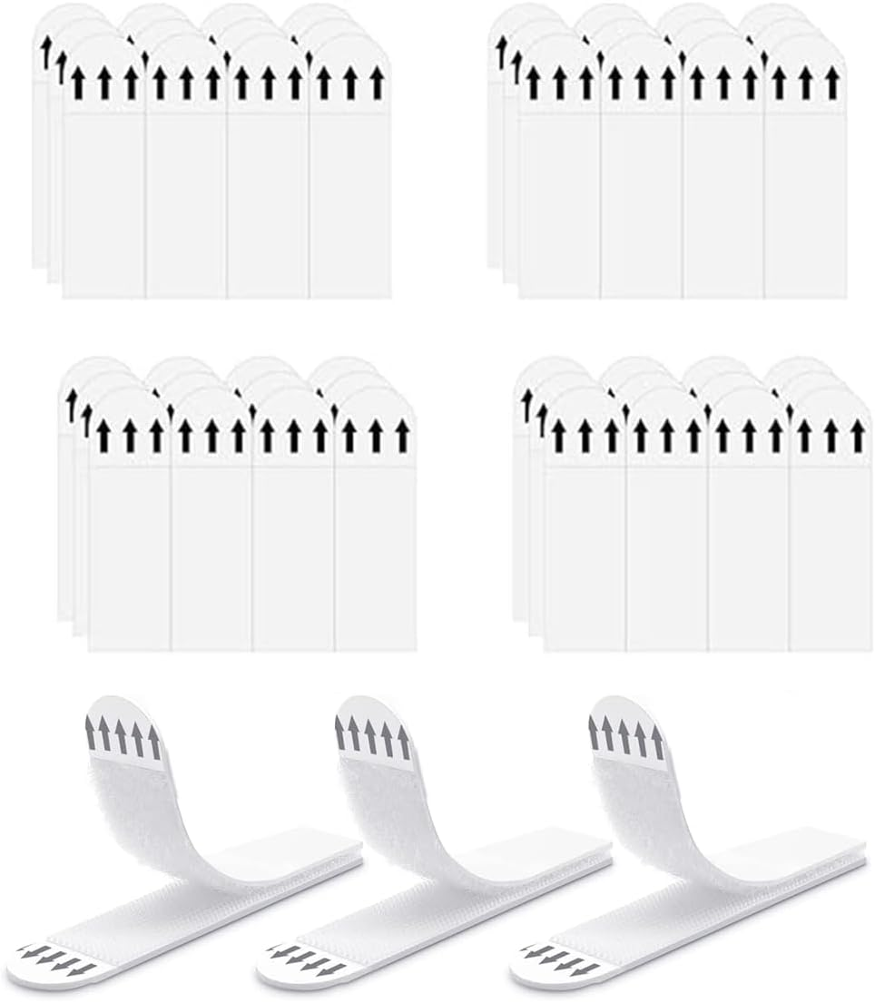 24 Pairs(48 Strips) Picture Hanging Strips Heavy Duty, Damage Free Removable Wall Tape,Adhesive Strips Double Side Hook Loop Mounting Tapes for Suitable for Photo Frames and Wall Art Storage Box