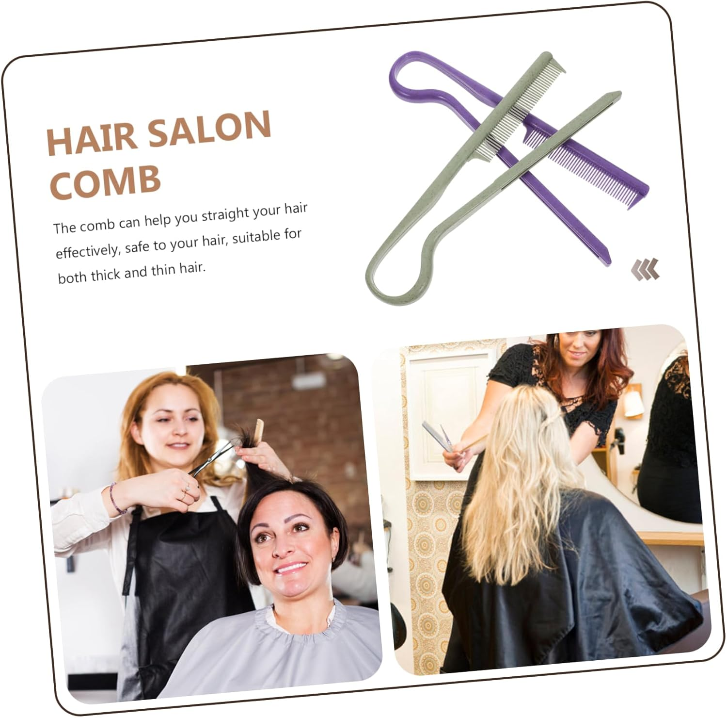 2Pcs Straightening Comb V-Shaped Styling Hair Comb Plastic Fine Tooth Hair Parting Tool for Women - Assorted Color image number 5