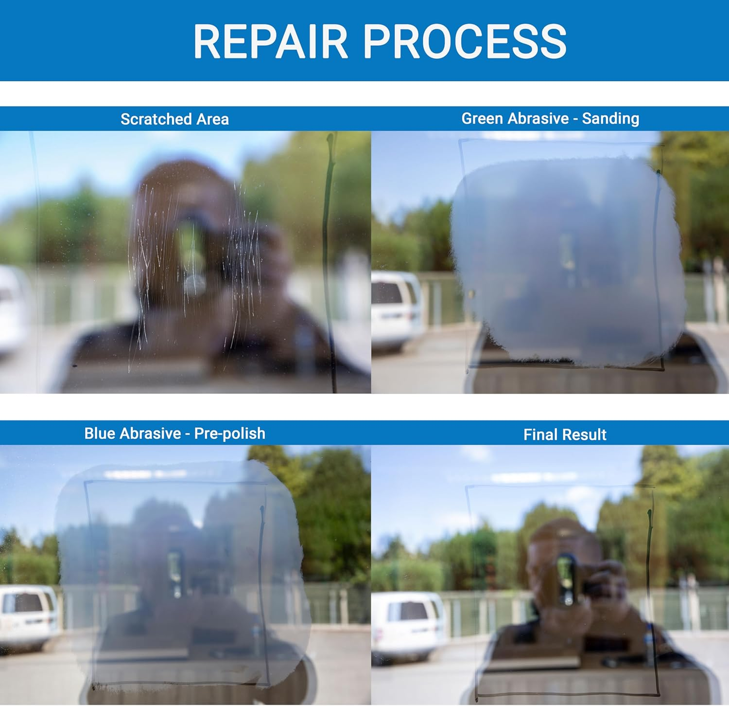 Glass Polish 125Mm (5&rdquo;) PRO Glass Scratch Removal Kit for Professional Glass Polishing, Removes Scratches, Graffiti, Water Damage, and Acid Etching, Restores Original Condition image number 1