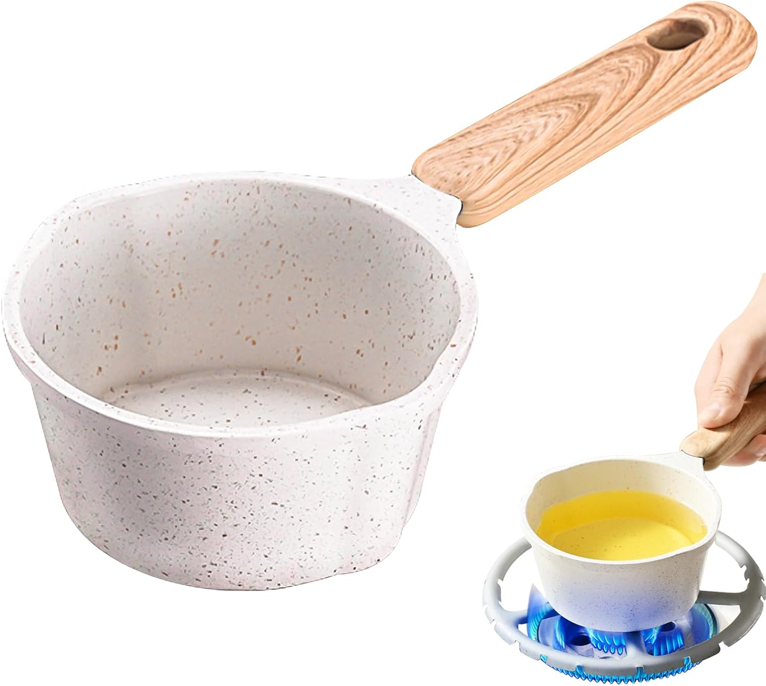 DXQCHDUO Nonstick Sauce Pan,Small Milk Pot Pan,Multipurpose Mini Small Saucepan Pot with Pour Spouts and Handle for Pouring Oil Heating Boiling Milk Frying Eggs (Black)