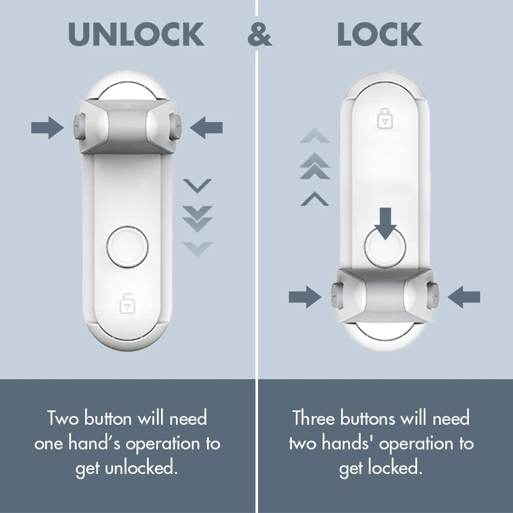 EUDEMON Childproof Door Lever Lock, Baby Safety Door Handle Lock, Easy to Install and Use Adhesive No Tools Need or Drill (White, 2 Pack) image number 5