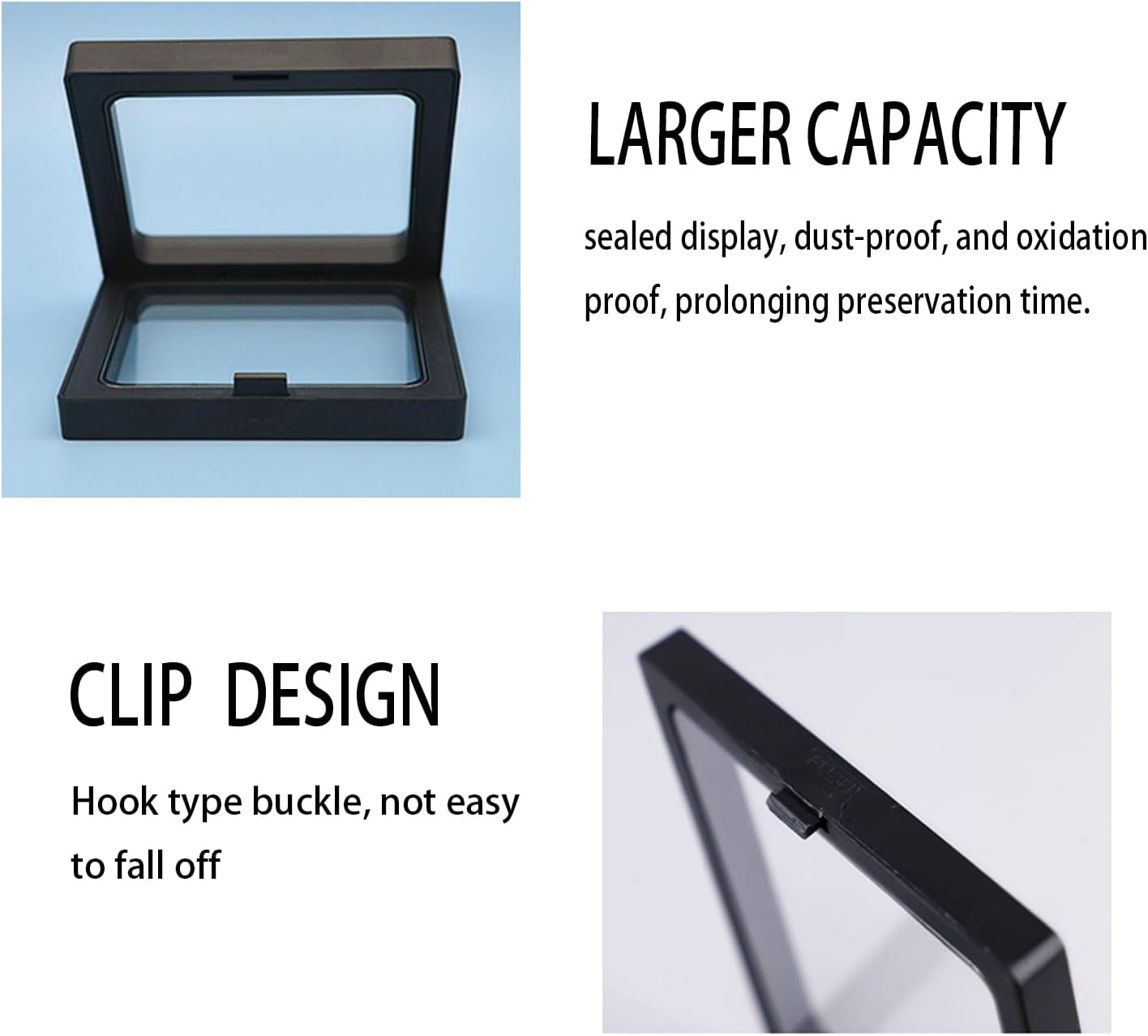 2Pack Shark Tooth Holder, Sealed Box for the Shark Tooth Display Case, Shark Teeth Holder to Prevent Dust and Oxidation, 3D Floating Display for Shark Tooth Holder image number 6