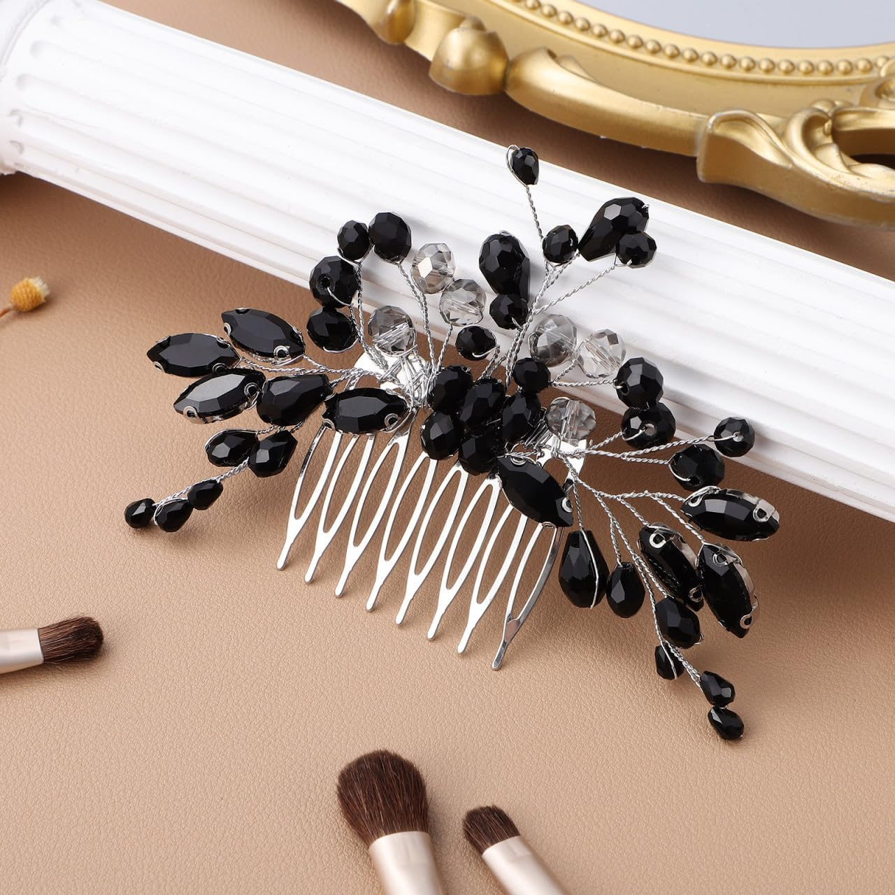 Iplusmile Black Rhinestone Hair Comb for Women Elegant Bridal Sparkling Side Comb Wedding Hair Accessories Fashion Accessory for Wedding Party image number 6