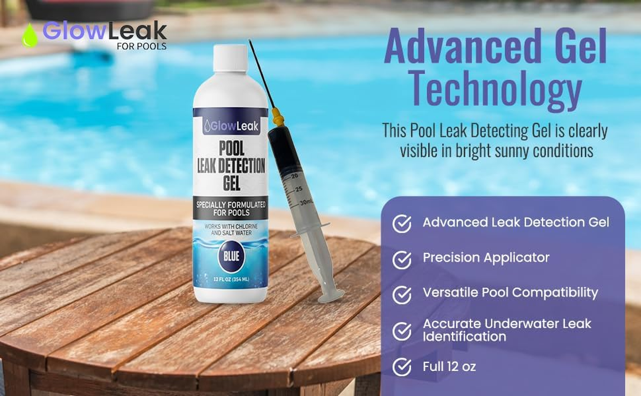 Pool Leak Detector + Precision Applicator with 50% More Underwater Leak Identification Dye for All Pool Types, Pool Leak Detection Kit (12 Fl Oz) Blue image number 3