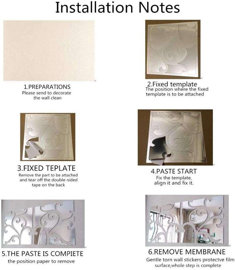 3D Mirror Wall Stickers, 4 Pcs Acrylic Square Geometric Pattern DIY Art Decals, Self Adhesive Mirror Plastic Wall Sheet Tiles Home Decoration for Living Room Bedroom Stair Wall Decor (Square- 8Pcs) image number 1