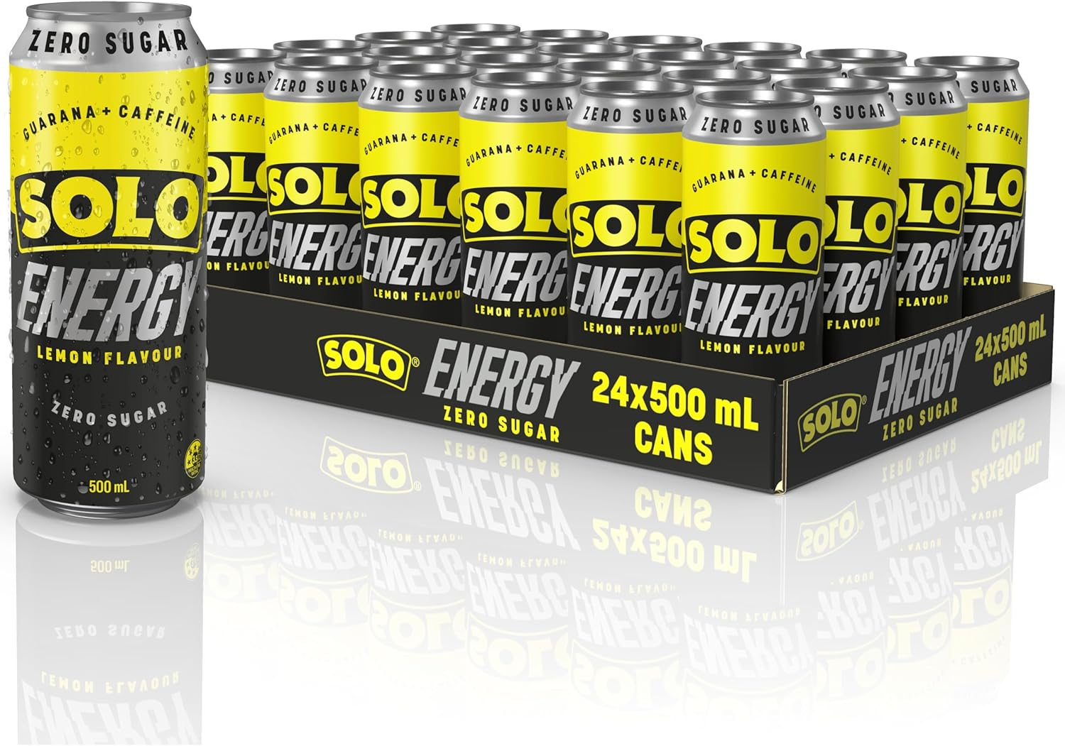 Solo Energy Zero Sugar Lemon Flavoured Drink Can 500 Ml (Pack of 24) image number 2