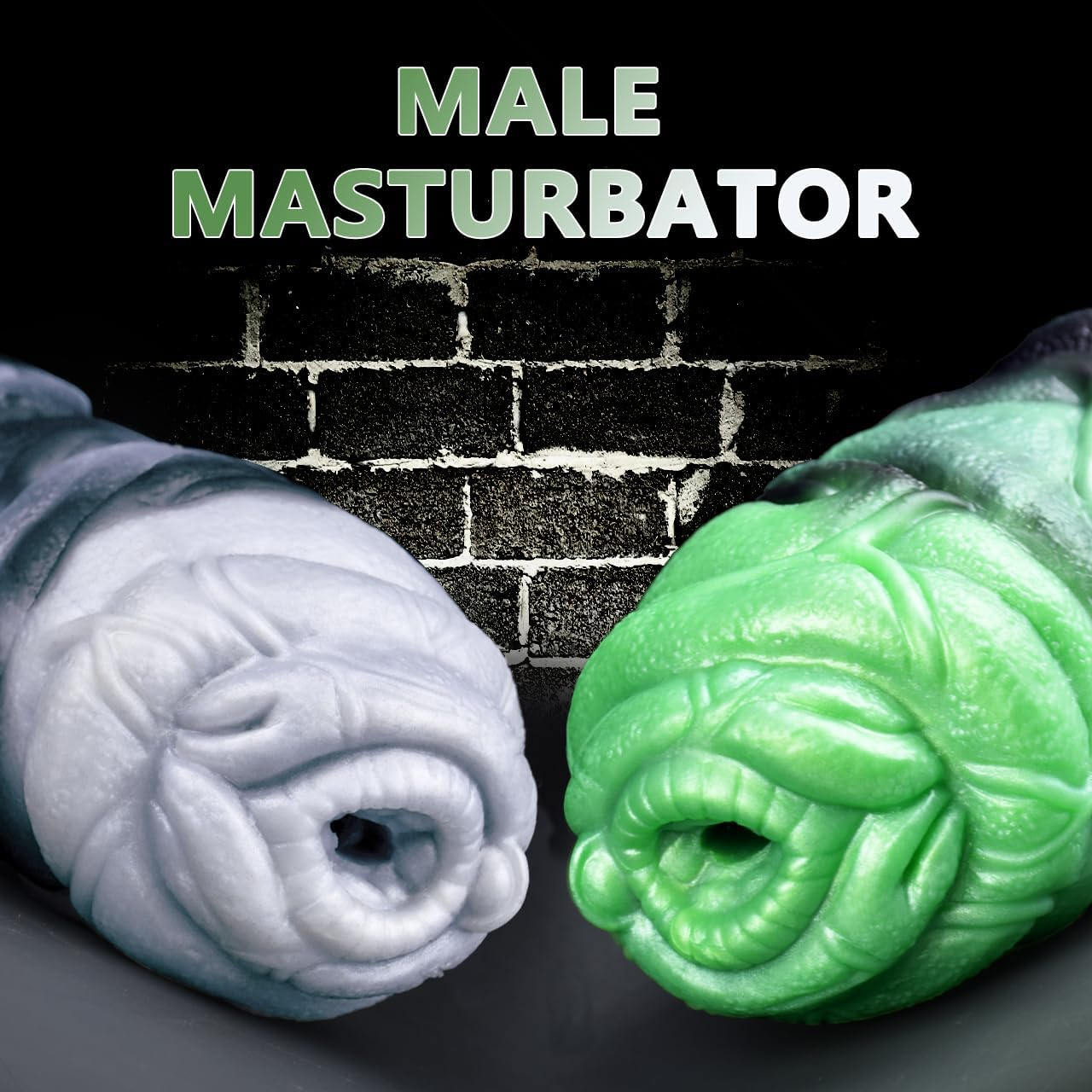 GEEBA Green & Black Mixed Color Male Masturbator,Silicone Made Adult Sex Toys,Textured and Ribbed Tunnel Stroker for Masturbation Pleasure