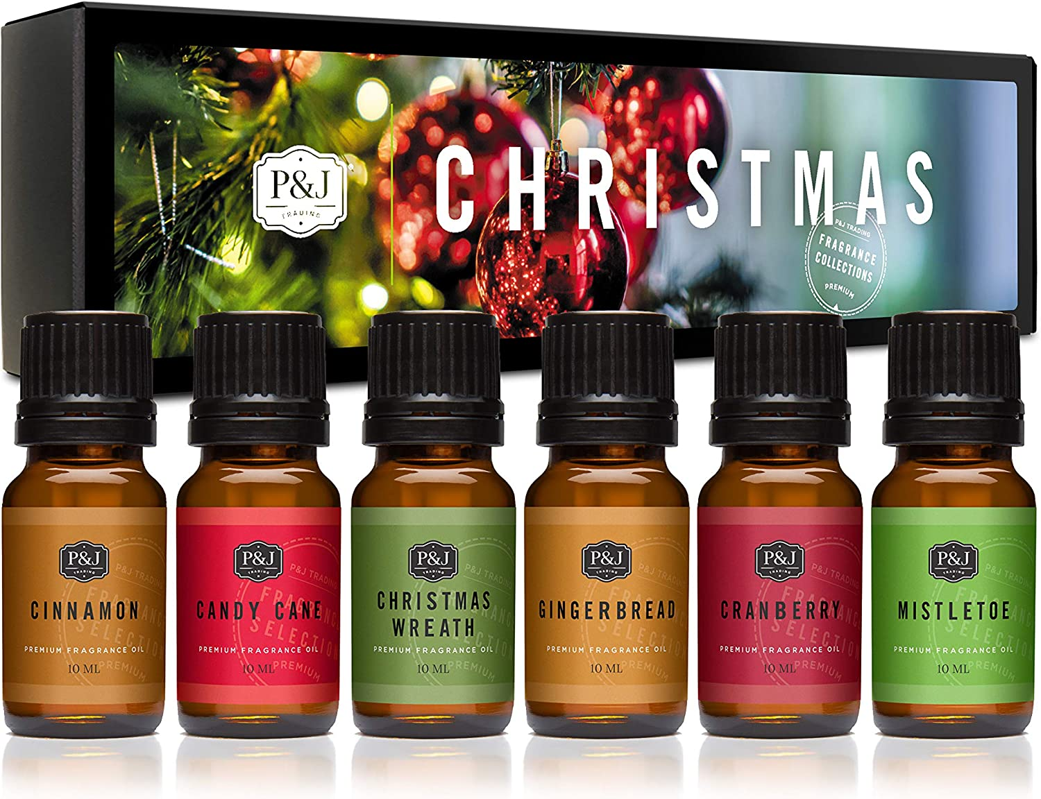 P&J Trading Christmas Set of 6 Premium Grade Fragrance Oils - Christmas Wreath, Mistletoe, Candy Cane, Gingerbread, Cinnamon, Cranberry - 10Ml Each image number 6