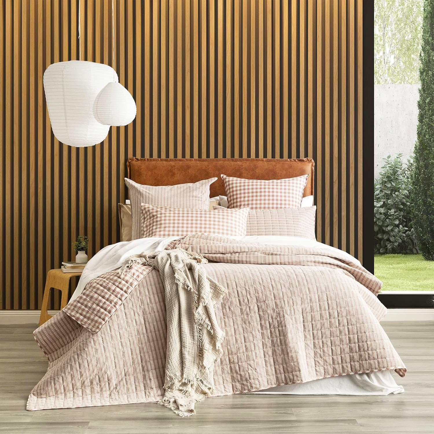 Alison Yarn Dyed Cotton Reversible Quilted Coverlet Set SKB - 310 X 240+PC Clay image number 2