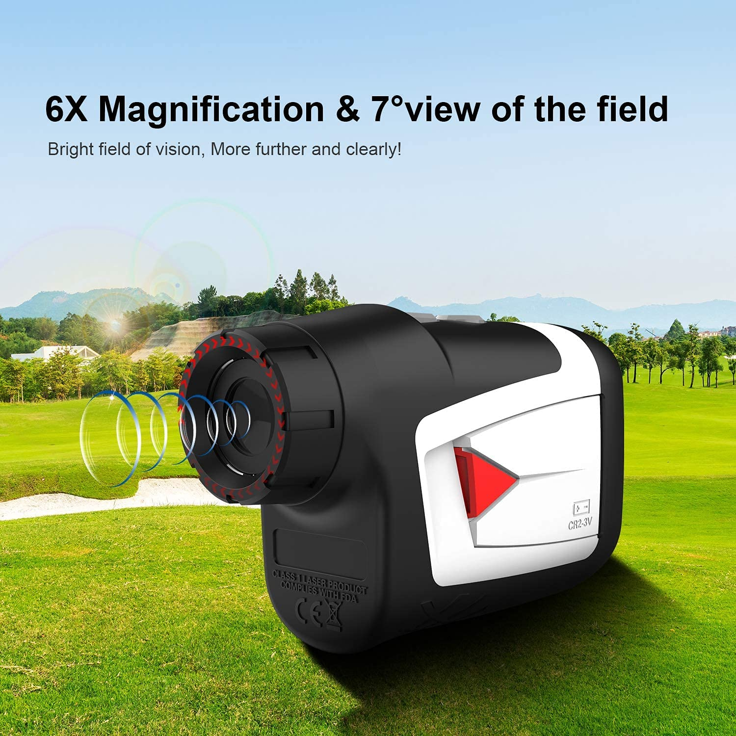 Mileseey Golf Range Finder with Slope On/Off, 660 Yards Range Finder with Flag-Lock and Vibration, Legal for Tournament Play, &plusmn;0.55Yard Accuracy, 6X Magnification,Carrying Case, Free Battery image number 3