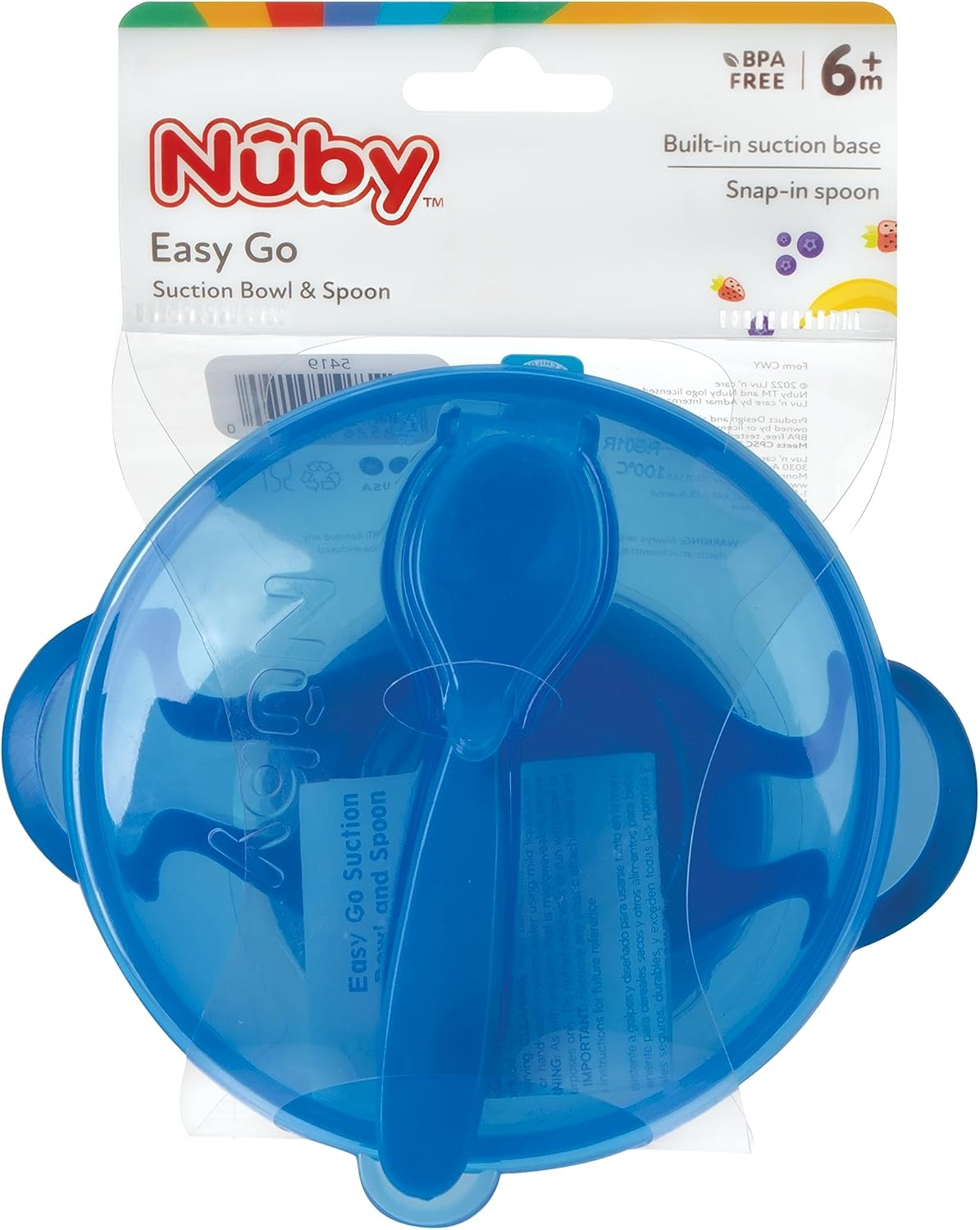 Nuby Easy Go Suction Bowl with Lid and Snap-In Spoon, Colors May Vary image number 3