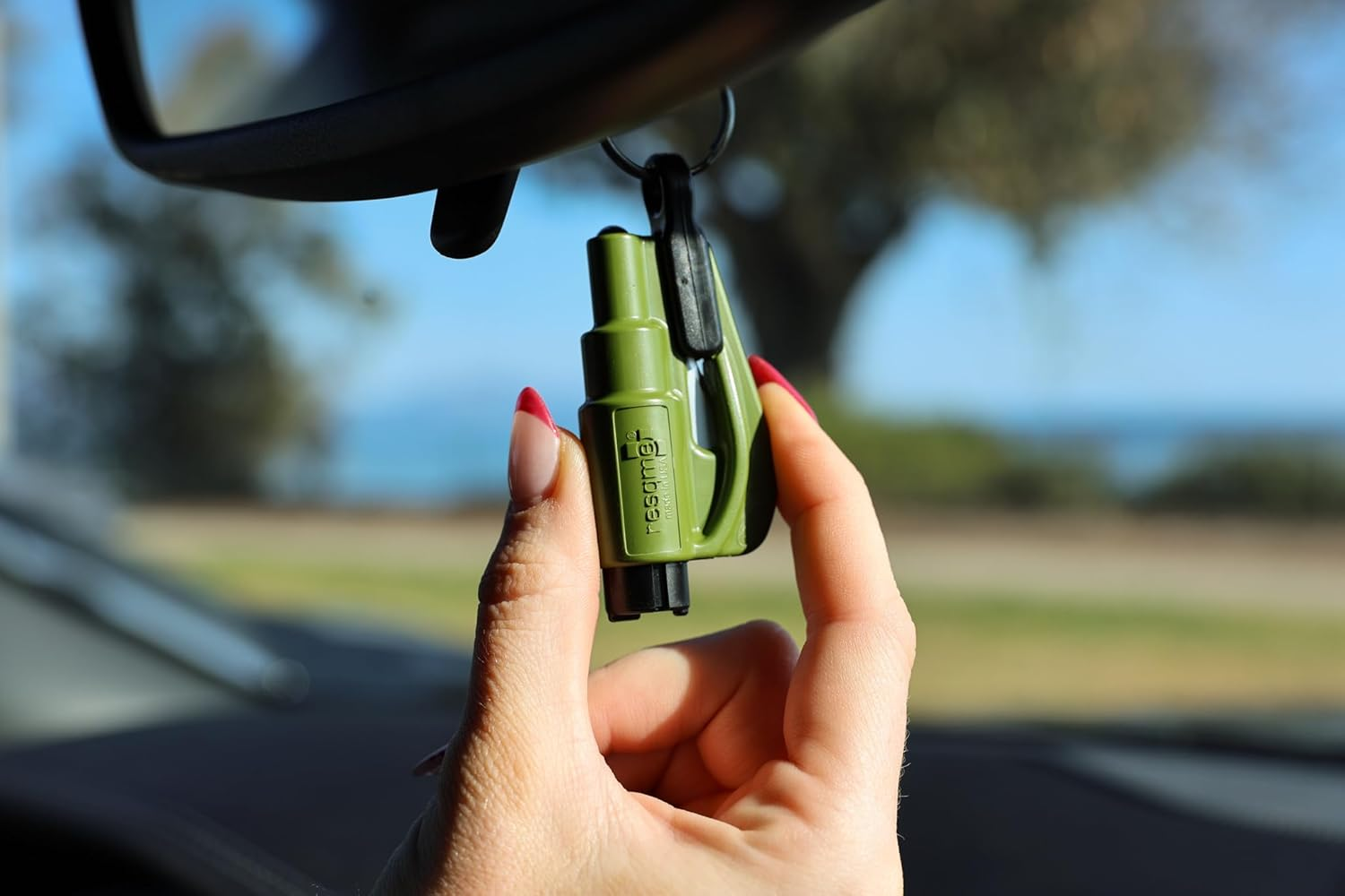 Resqme the Original Emergency Keychain Car Escape Tool, 2-In-1 Seatbelt Cutter and Window Breaker, Made in USA, Rainbow Pack 10 Colors - Compact Emergency Hammer image number 1