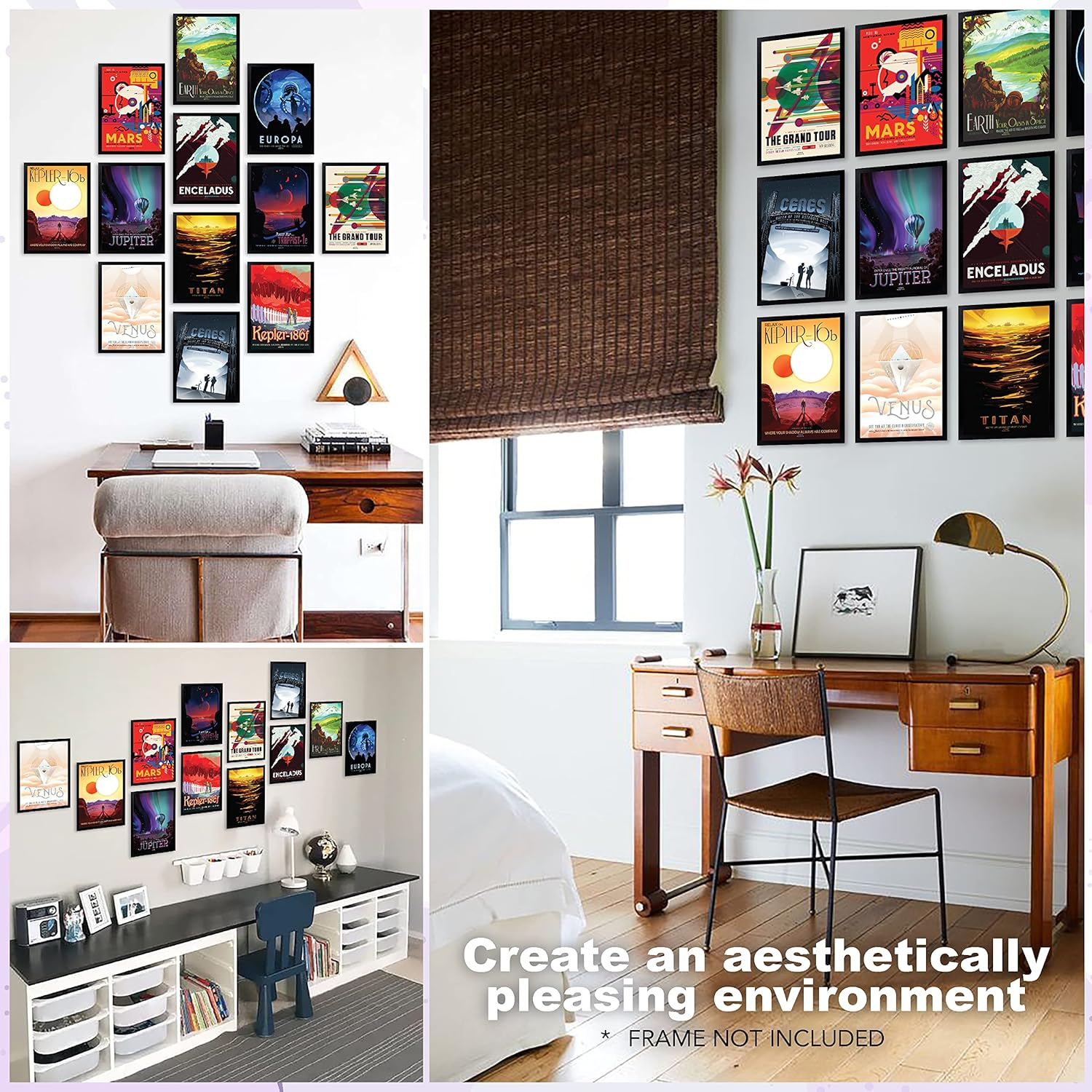 97 Decor Vintage Space Poster for Walls - Retro Space Wall Art, Space Grand Tour Travel Pictures Exoplanet Exploration Art Print, Retro Futurism Astronomy Mens Wall Decor (7X10 Unframed) image number 3