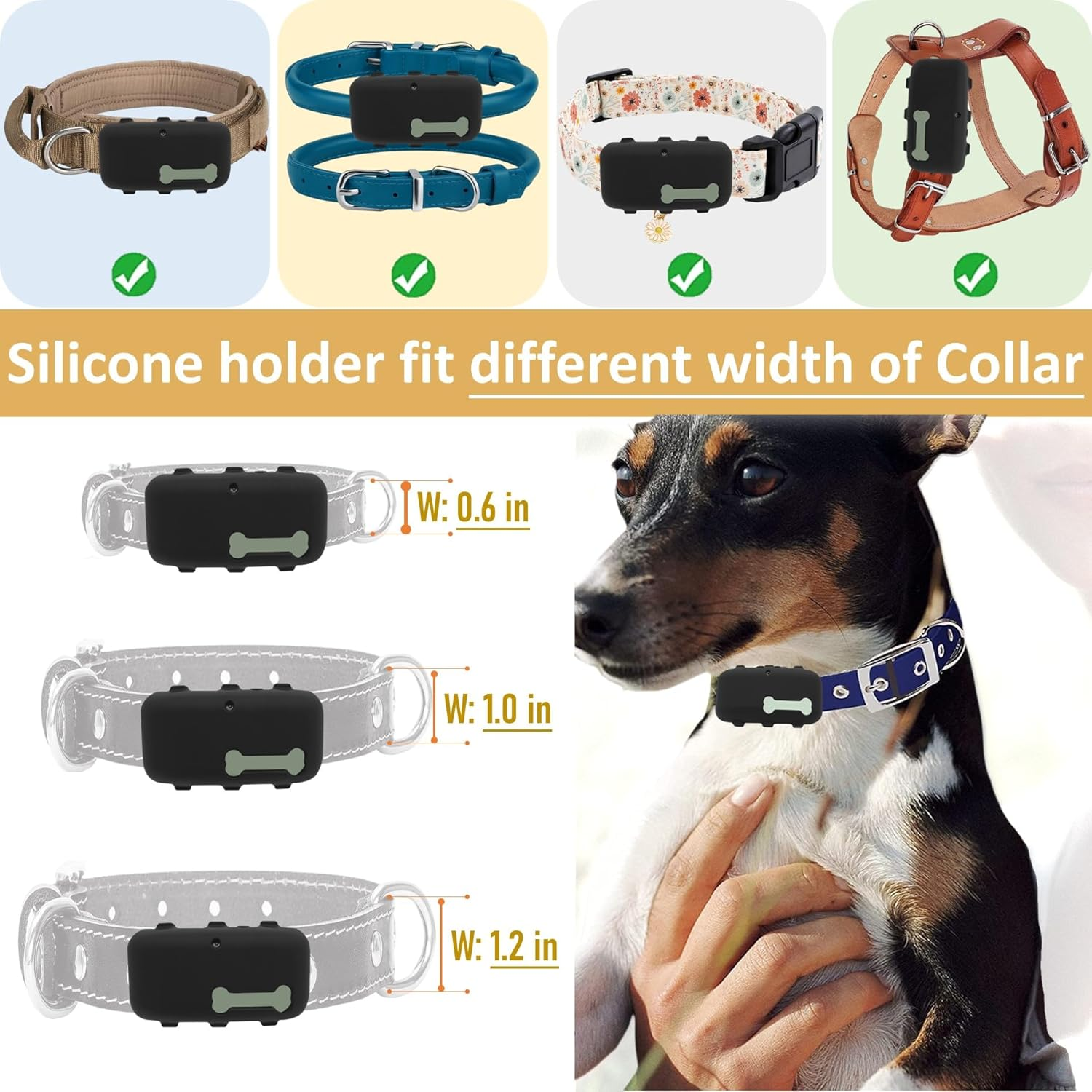 Silicone Holder Compatible for Tractive XL GPS Dog Tracker,Rubber Accessories Cover Finder Anti-Scratch,Secure Sturdy Case with Strap for Pet Cat Collar (Black) image number 5