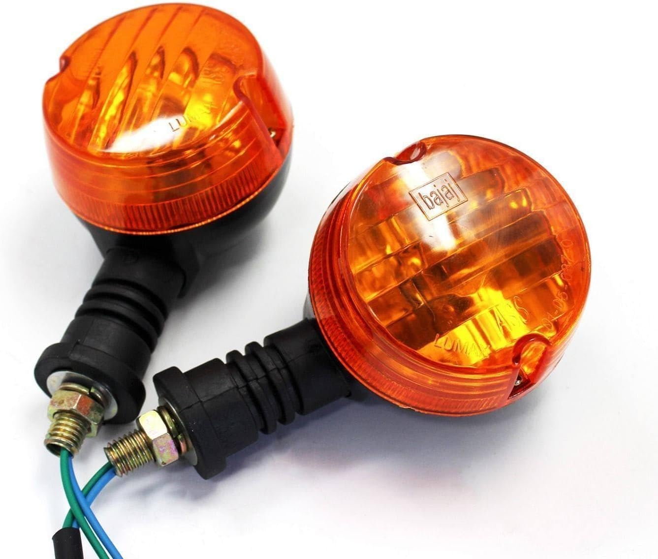 TDR 4Pcs Classic Vintage Motorcycle Blinkers Turn Signal Indicator Light Amber DC 12V 10Mm Bolt Wire Connectors Universal Fit Old School Style image number 1