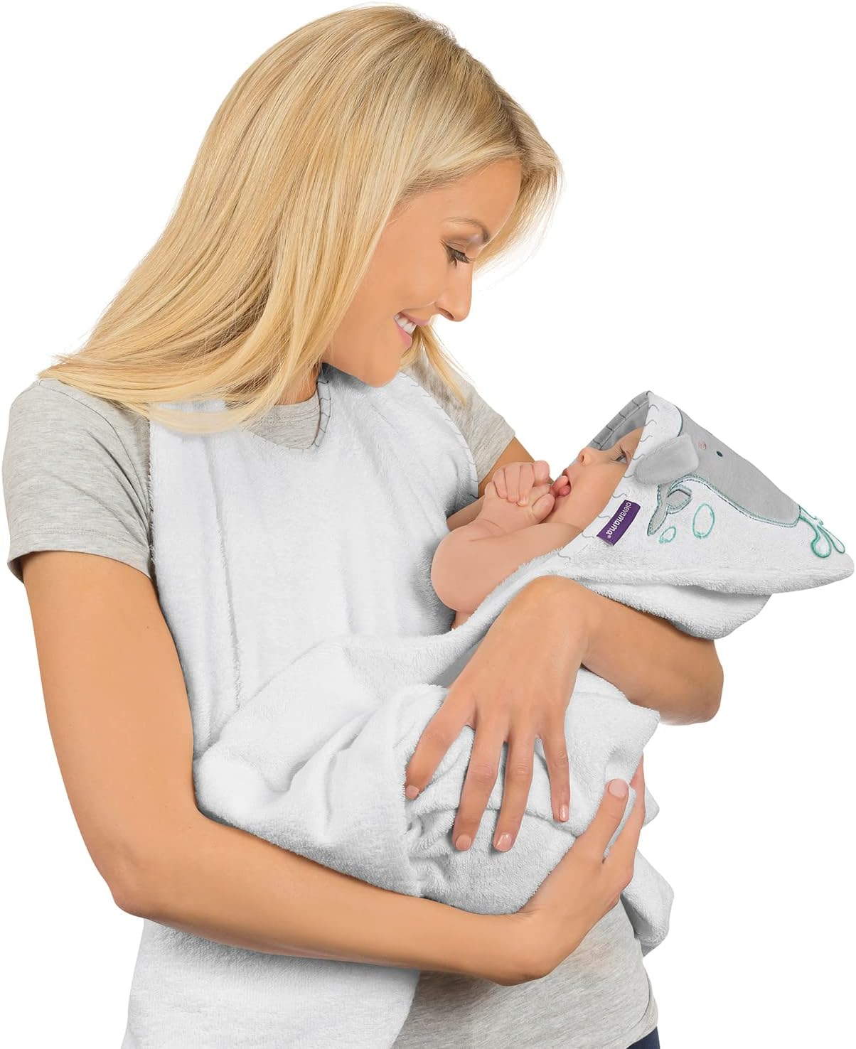 Clevamama Extra Large Bamboo Apron Baby Bath Towel with Hood for Newborn, Babies and Toddlers in Ultra Soft Bamboo, Absorbent, for Boys and Girls 0-4 Years - Grey, 98X98 Cm