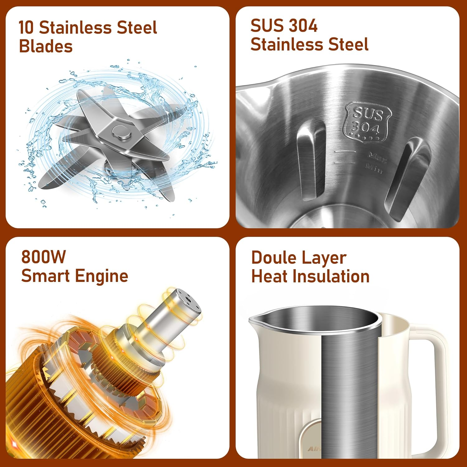 Nut Milk Maker, Alfabot Automatic Almond Milk Machine for Homemade Plant-Based, Oat, Soy, Yogurt, 5 Modes/35Oz Big Capacity Soy Milk Maker with Delay Setting and Self Cleaningmaker image number 2