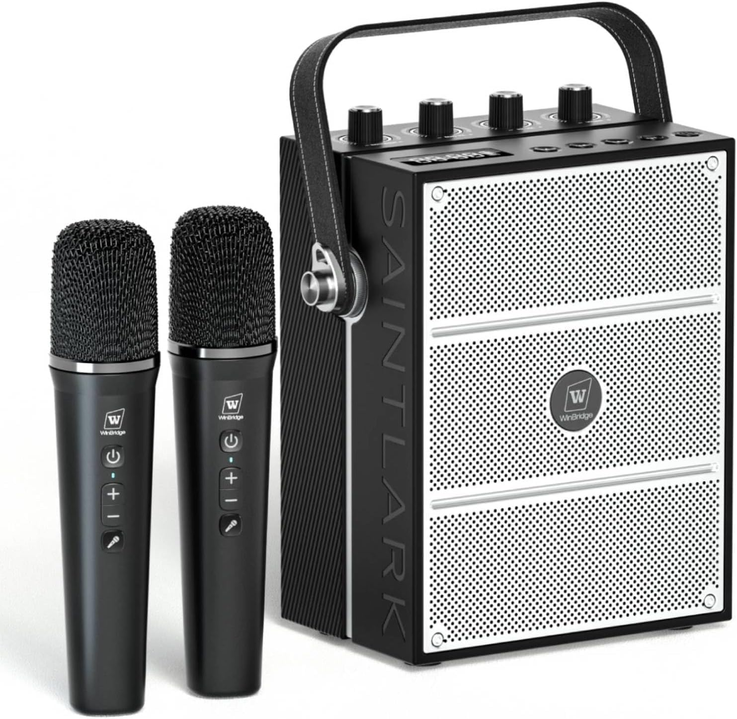 Winbridge 100W Powerful Voice Amplifier with 2 Wireless Microphones, Big Pro Sound Portable Speaker with Microphone, Bluetooth Speaker PA System Karaoke Machine Support BT/USB/TF Card/Aux/Guitar S99