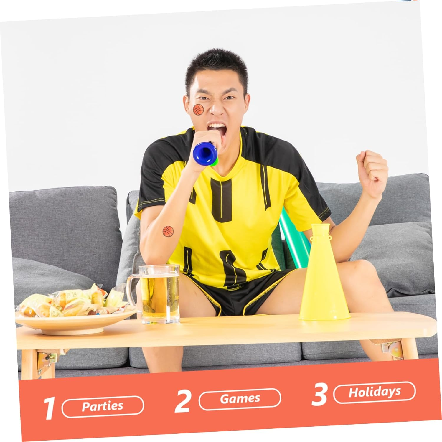 SOESFOUFU Basketball Temporary Stickers Waterproof Sports Body Sticker for Boys and Girls Women Game Face Decal Cheer Sturdy Arm Tattoo for Basketball Fans image number 2