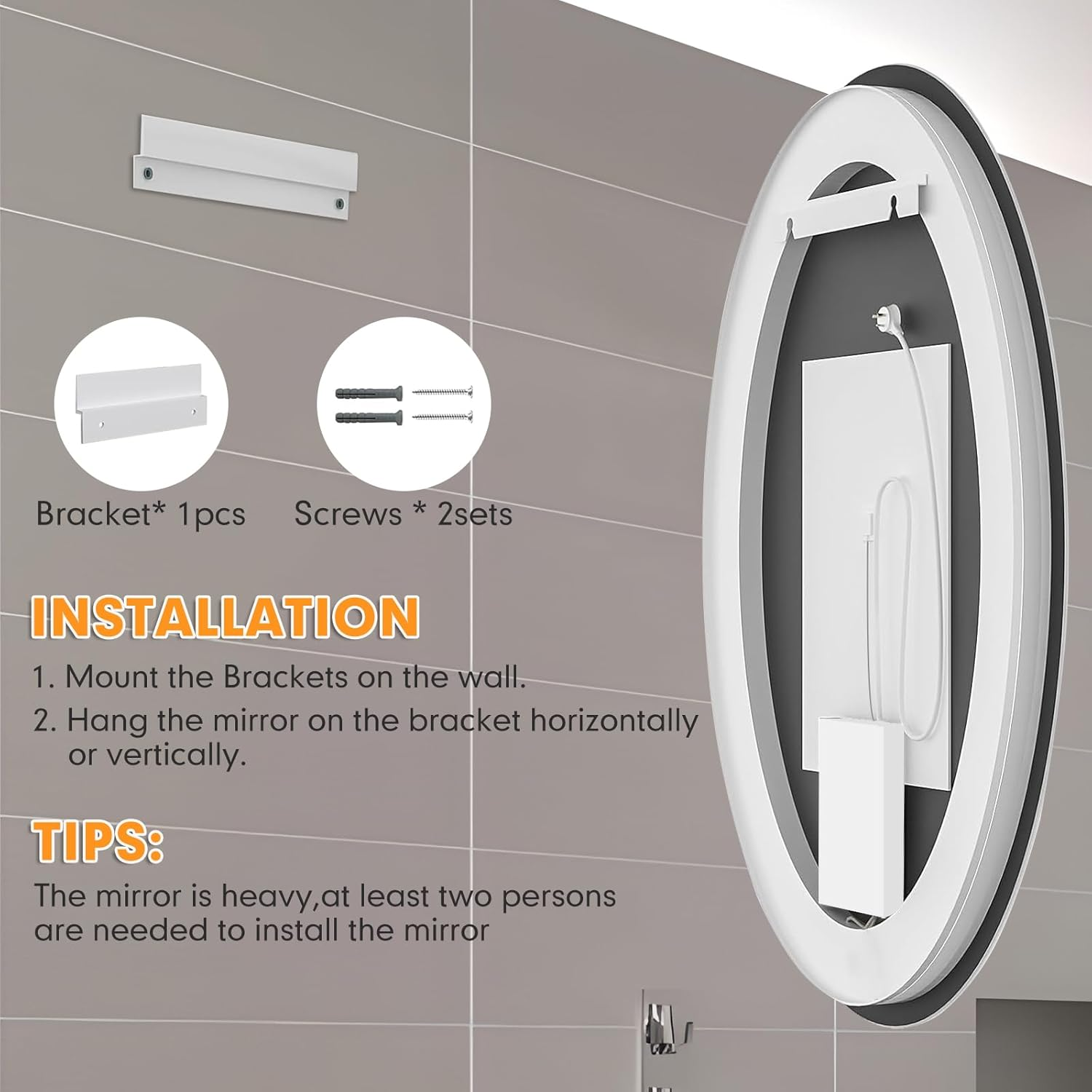 28 Inch Led Bathroom Mirror Frameless Bathroom Mirror with Lights Dimmable anti Fog Backlit Mirror round Smart Lighted Bathroom Mirrors Wall Mounted Touch Button,Tempered Glass,Memory Function image number 5