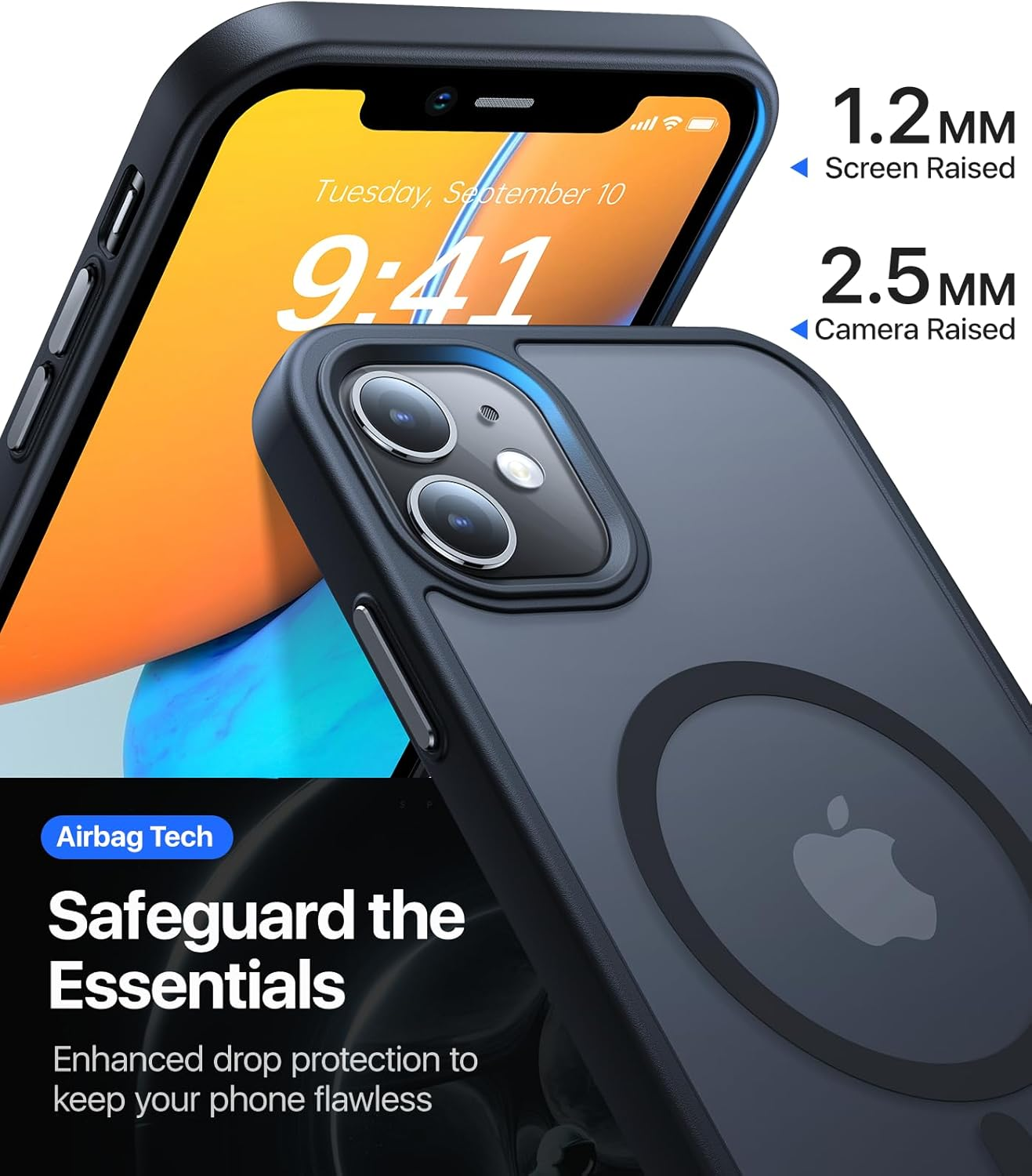 Olialia Strong Magnetic Case for Iphone 11, [Compatible with Magsafe] [Military Drop Protection] Skin-Friendly Touch Shockproof Protective Slim Phone Cover 6.1 Inch, Black