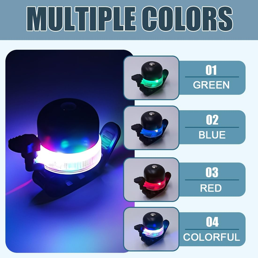 Tomedeks Pack of 2 Bicycle Bell with Lighting Black Bicycle Bell with 3 Adjustable Light Modes image number 3