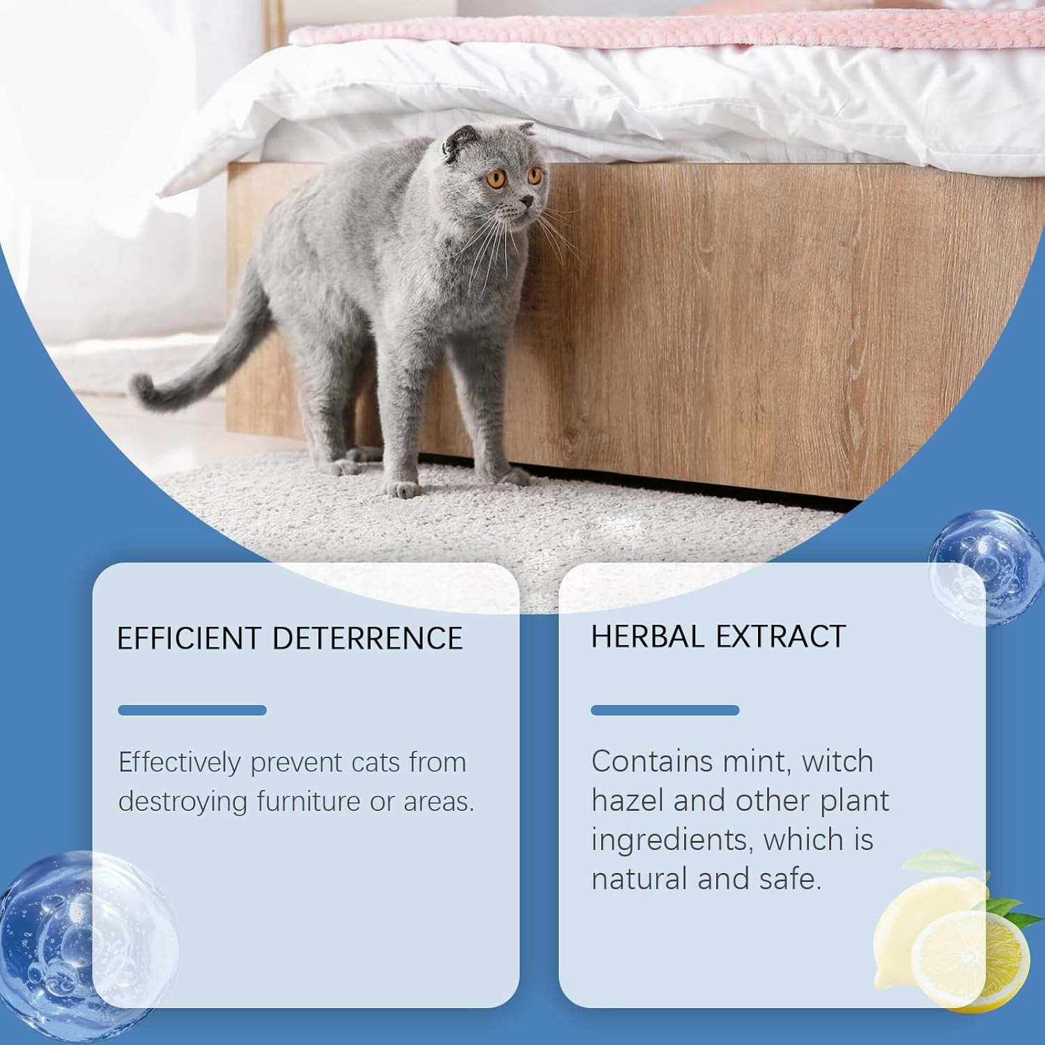 Bitter Cat Repellent Spray, Effective Cat Deterrent Spray with Bitter, Prevent Cats from Scratching Plants and Furniture, Suit for Indoor & Outdoor image number 2