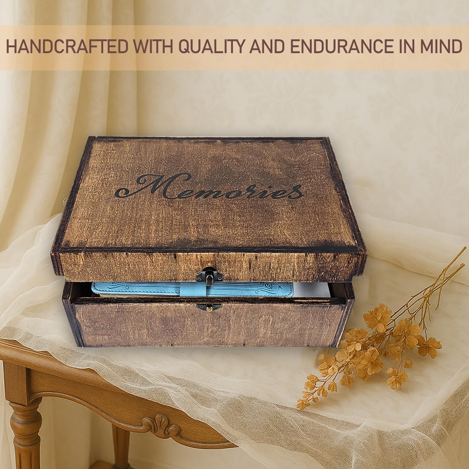 Large Wooden Memory Box for Keepsakes, Wooden Keepsake Box for Memories, Weddings, Engraved Memory Keepsake Box, Decorative Storage Box image number 1