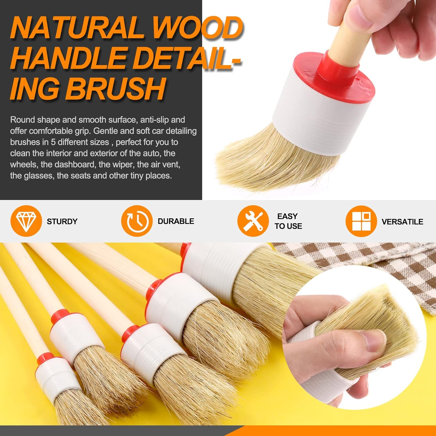 10Pcs Car Detail Brush Set, Auto Detailing Brushes Car Detailing Brushes Exterior Interior Vehicle Cleaning Brushes for Cars Automotive Interior, Exterior, Air Vents, Dashboard