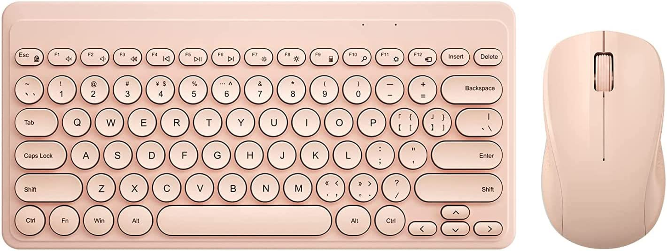 Compact Keyboard Mouse Combo,Jieruideng 79-Key Retro Mini Cute Computer Keyboard 2.4G USB Wireless and Silent Mice Set for Laptop Desktop PC Ipad (White)