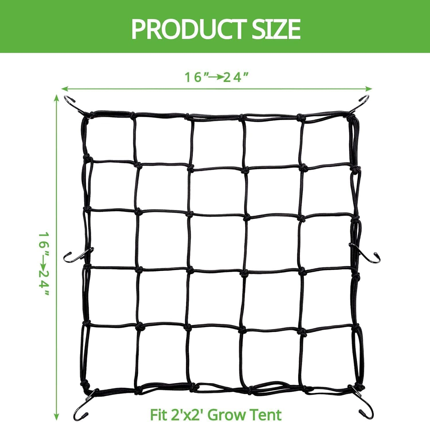 2X2 Trellis Net for Grow Tent, Flexible Grow Tent Netting Small Squares, 4 Pack Elastic Trellis Netting Plant Net Scrog Support with Hooks for Grow Tents image number 5